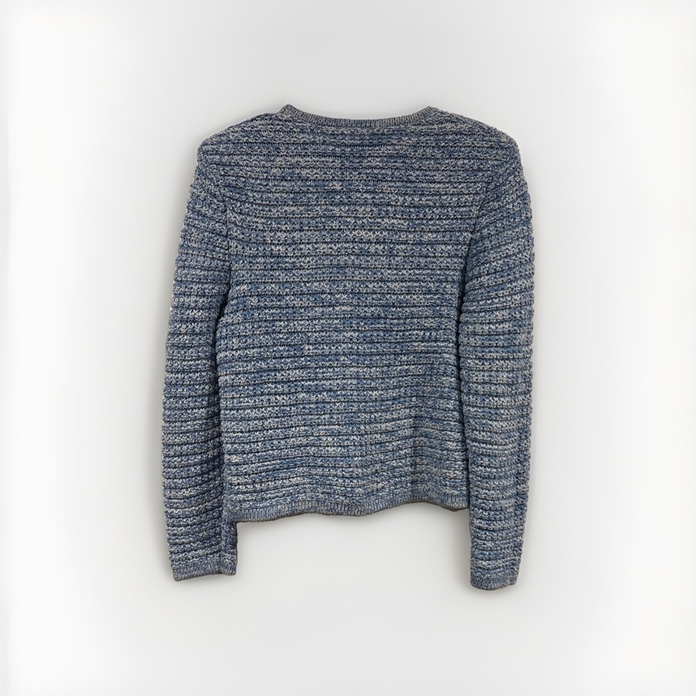 Ba&sh Guspa Cardigan Blue Tweed Knit Jacket Womens Size 2 US 6 Gold Crest Button - Picture 4 of 8